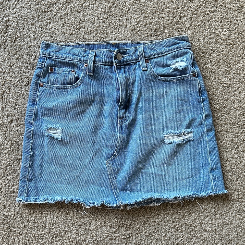 Levi's Blue Distressed Pencil Skirt